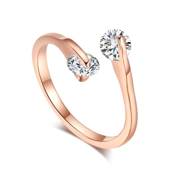 Rosé Guld Ring med Vit CZ Cubic Zirkonia Kristall - Justerbar Rosa guld one size