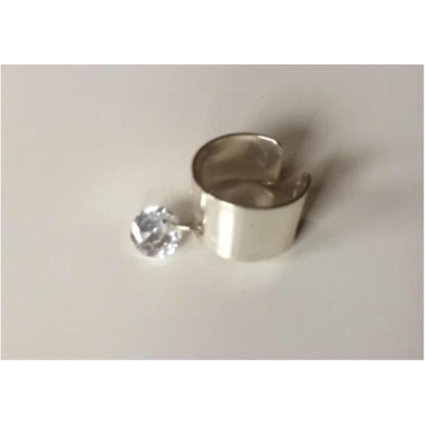 Silver Earcuff Ear Cuff Örhänge med Hängande Vit Rhinestone Silver