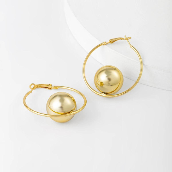 Stora Statement Hoop Guld Örhängen med Ring & Blank Kula Guld