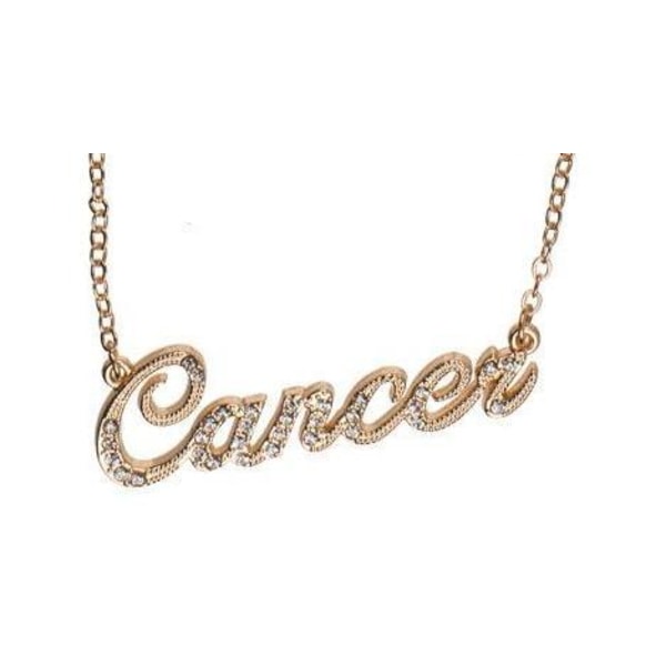 Guld Halsband med Rhinestones & Stjärntecken: Kräftan = Cancer Guld