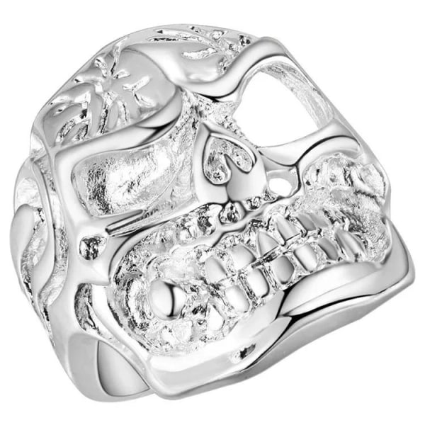 Unik Silver Ring med en Döskalle / Dödskalle - Justerbar Silver one size