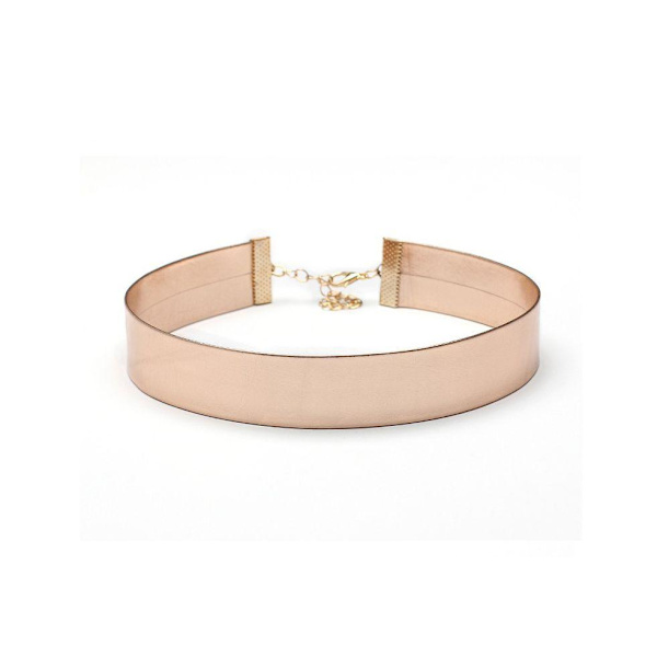 Blänkande Brett Metallic Rosé Guld Choker / Halsband Rosa guld