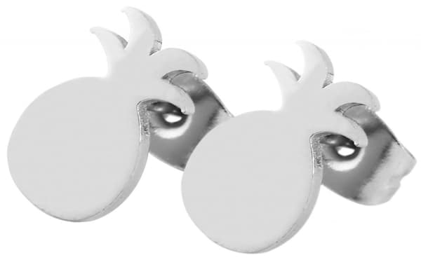 Silver Stud Örhängen i Rostfritt Stål med Söt Ananas Silver