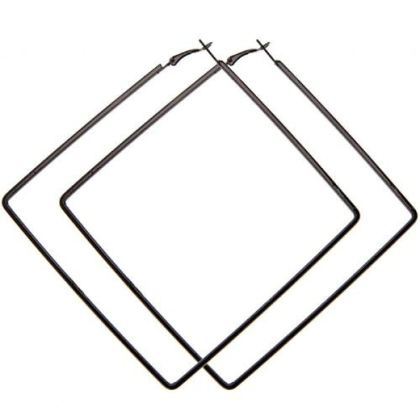 Stora Hoop Örhängen i form av Fyrkanter / Fyrkant - 9 cm - Svart Svart