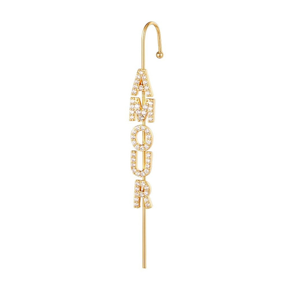 1 st Guldpläterat Örhänge / Ear Crawler med Zircon / Strass - Amour - Guld Guld