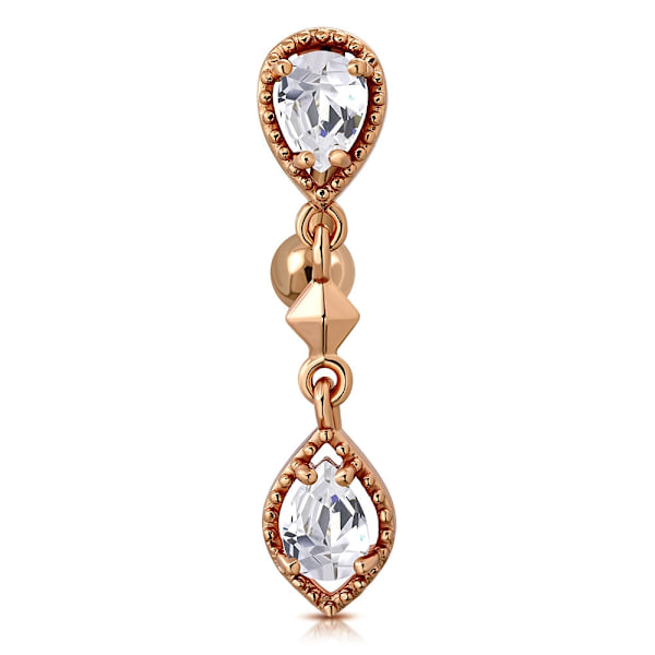 Omvänd Navelpiercing 316L Droppe Klara Cubic Zirconia Rosé Guld