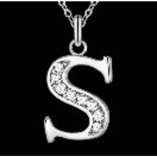 Silver Bokstavshalsband & CZ Kristall - Halsband med Bokstaven S Silver