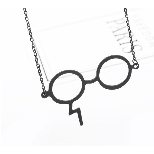 Harry Potter Halsband - Glasögon med Blixt - Svart-Grå Svart