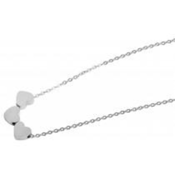 Silver Smyckesset i Rostfritt Stål -Halsband & Örhängen - Hjärta Silver