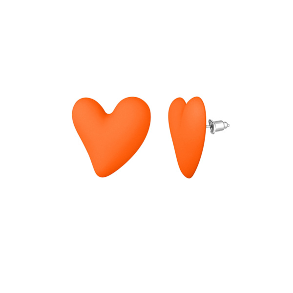 Stud Örhängen i Rostfritt Stål i Form av Hjärtan / Heart -Orange Orange
