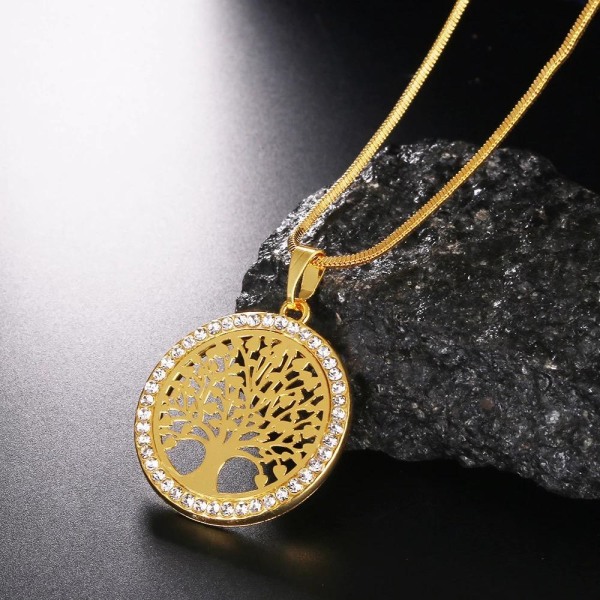 Guld Halsband - Livets Träd med Kristaller - Symbol för Livet Guld