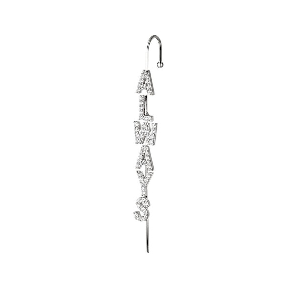 1 st Guldpläterat Örhänge / Ear Crawler med Zircon / Strass - Always - Silver Silver