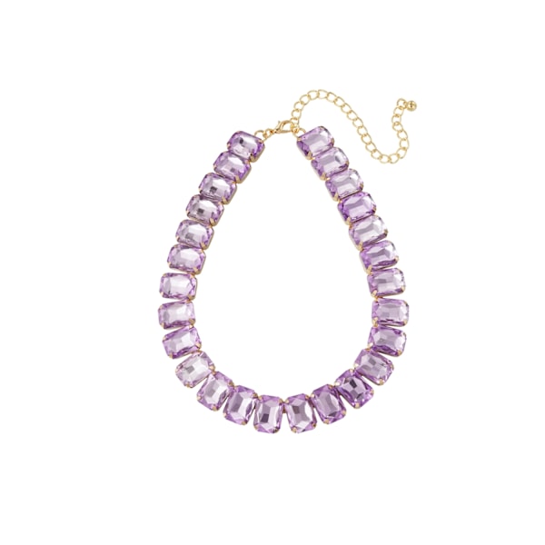 Glamour Guld Guldpläterat Halsband med Glaspärlor - Ljus Lila Guld