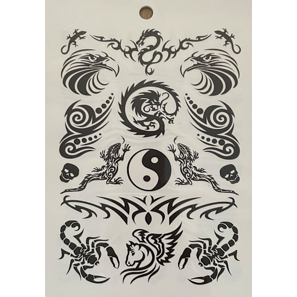 6 st Ark Temporära Tatueringar / Fake Tattoo Sticker - Döskalle / Drake / Örn / Ros multifärg