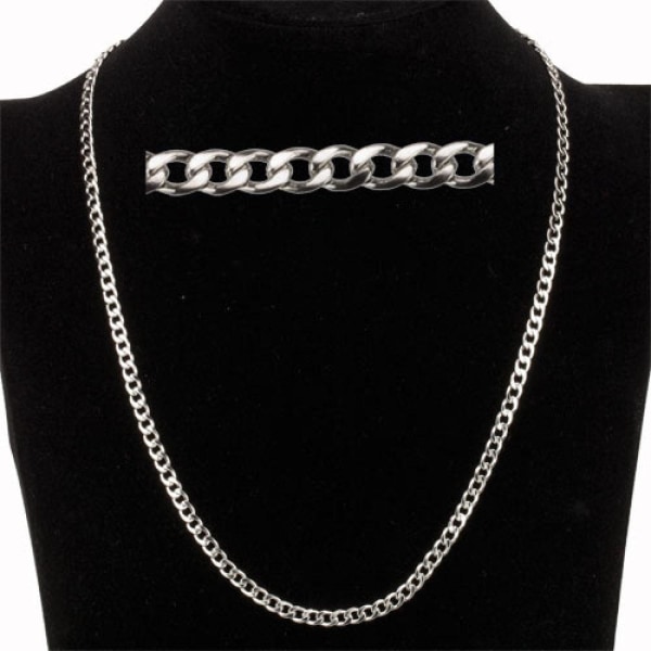 Silver Halsband i Rostfritt Stål - Curb Chain/Pansar Länk - 4 mm Silvergrå
