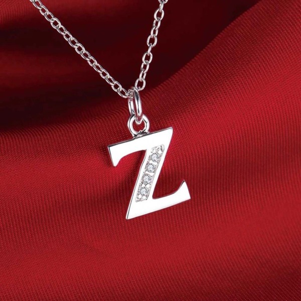 Silver Bokstavshalsband & CZ Kristall - Halsband med Bokstaven Z Silver