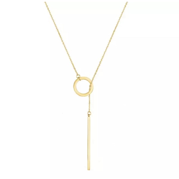 Elegant Guld Lariat / Lasso Halsband med Cirkel / Ring & Stång Guld