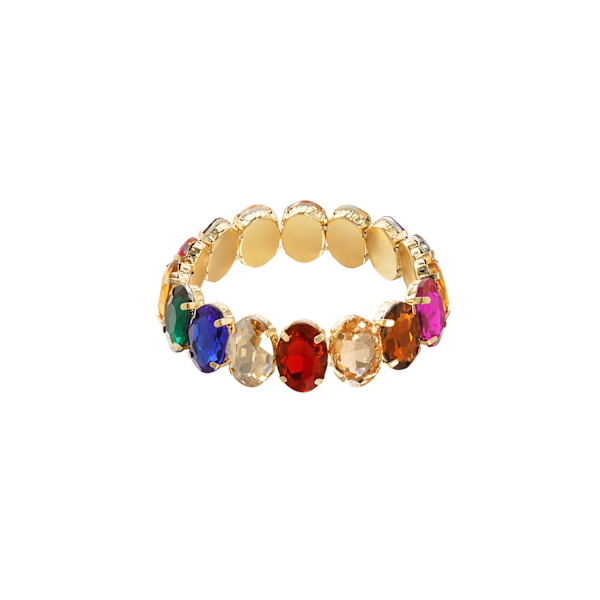 Statement Guldpläterat Armband med Ovala Glaspärlor - Multi Guld