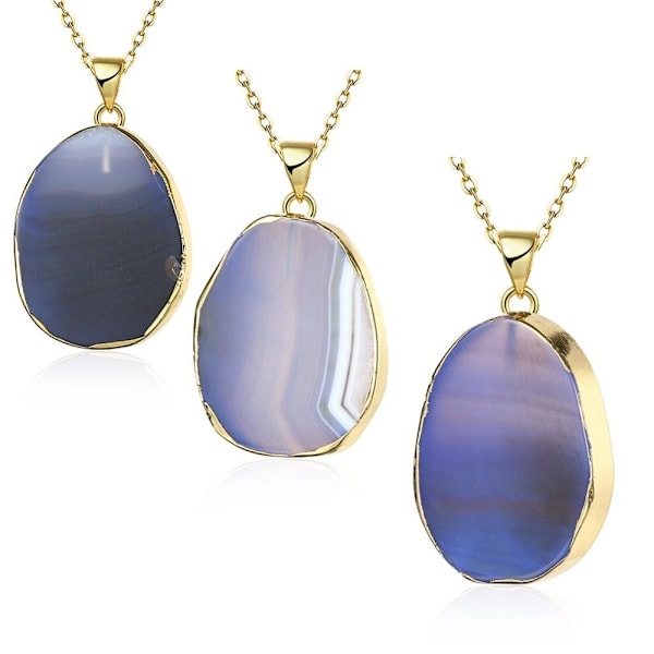 Halsband i Guld färg med Naturstenskristall Agate