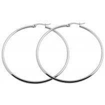 Klassiska Runda Hoop / Creoler Silver Örhängen i Rostfritt Stål - 5,4 cm Silver
