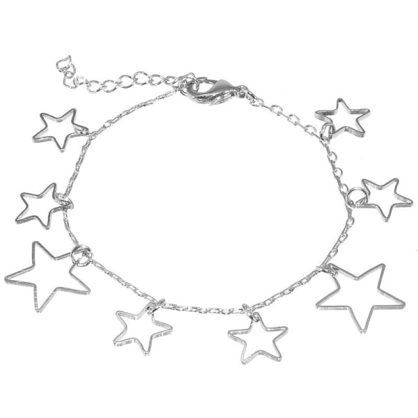 Sött Silver Armband - Kedja Dekorerad med Ihåliga Stjärnor Silver 5635 |  Silver | 8 | Fyndiq