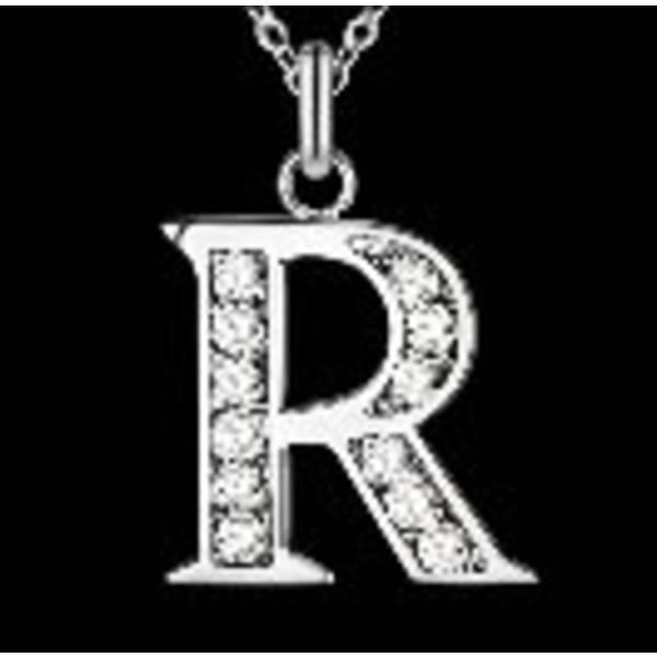 Silver Bokstavshalsband & CZ Kristall - Halsband med Bokstaven R Silver