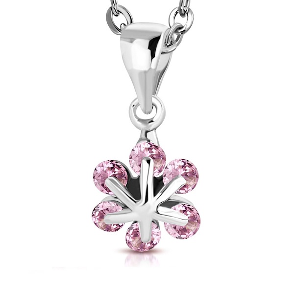 Halsband Blomma med rosa Cubic Zirkonia