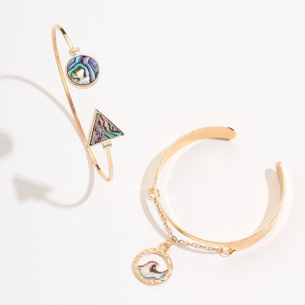 5 st Guld Chic Armband /Bangle med olika Mönster & Jaspis Stenar Guld