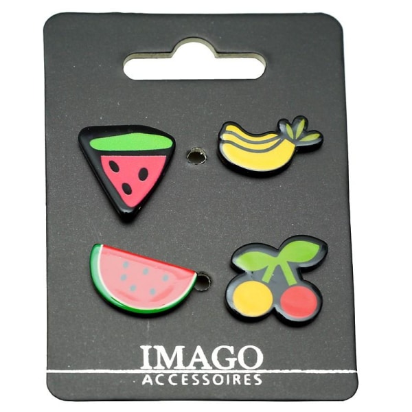 4 st Pins / Brosch / Knapp - Melon, Körsbär, Banan & Vattenmelon multifärg