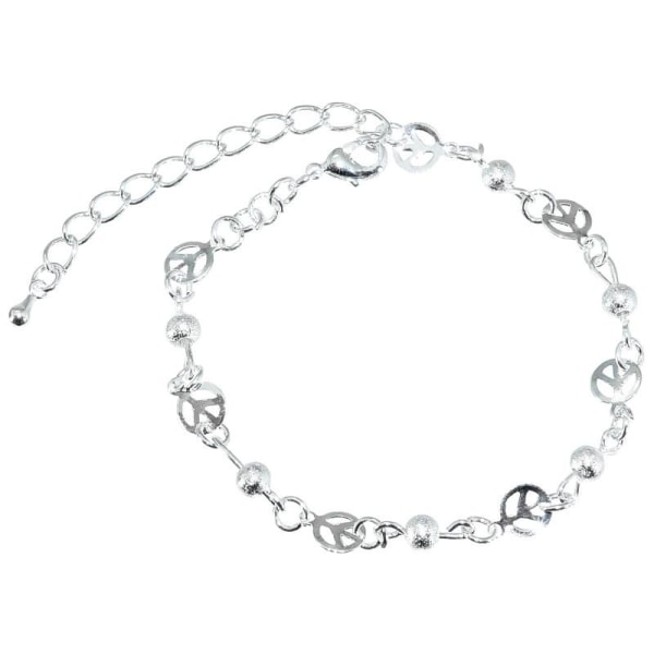 Sött Silver Armband - Kedja med Peace / Fredsmärke & Kulor Silver