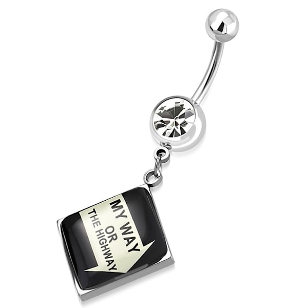 Navelpiercing Navel Piercing i Acryl, CZ & Kirurgiskt Stål 316L i Silver Färg - Bricka My Way or the Highway