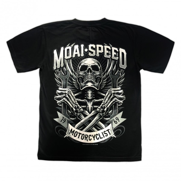 T-shirt Moai Speed - Motorcyclist Skull Retro L