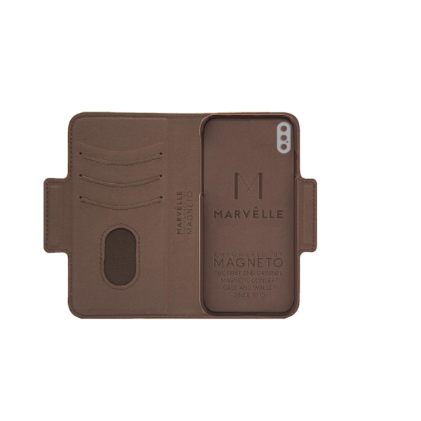 iPhone X/Xs Marvêlle Magnetiskt Skal & Plånbok Mörkbrun