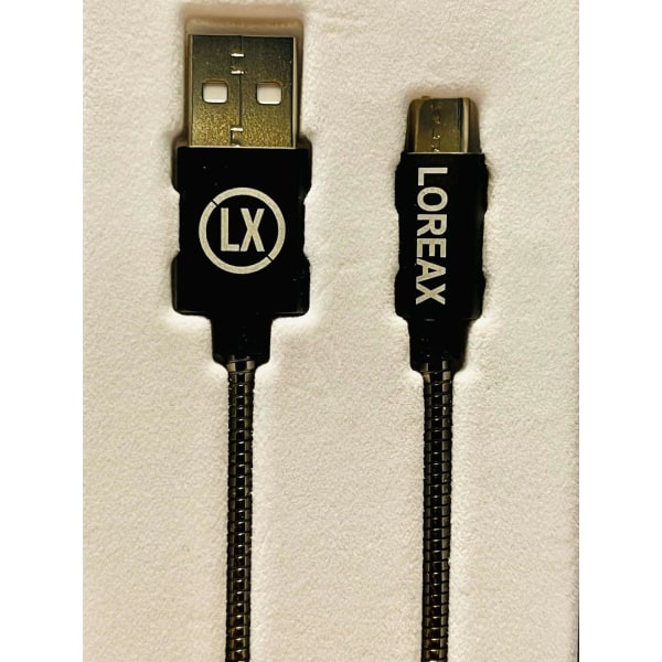 Micro USB kabel i metalldesign, 1m, 2.4A. Svart
