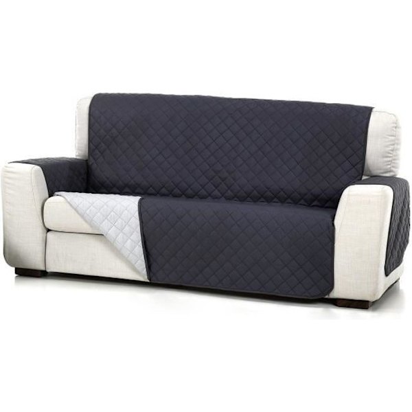 Couchoverdragning med vaddering, reversibel Alvin, 4 platser (200 cm), färg: Mörkgrå-Ljusgrå. SAMMANSÄTTNING: 100% polyester.