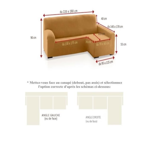 Elastiskt överdrag för Ontario Long Armrest Hörnsoffa, rät vinkel, Standard (240-280cm), färg: 02 Lila. SAMMANSÄTTNING: 51%