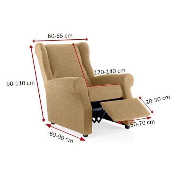 Roque 1-sits Relax Multielastiskt fåtöljöverdrag E03 Blå (60-85cm) SAMMANSÄTTNING: 55% Polyester - 35% Bomull - 10% Elastomer