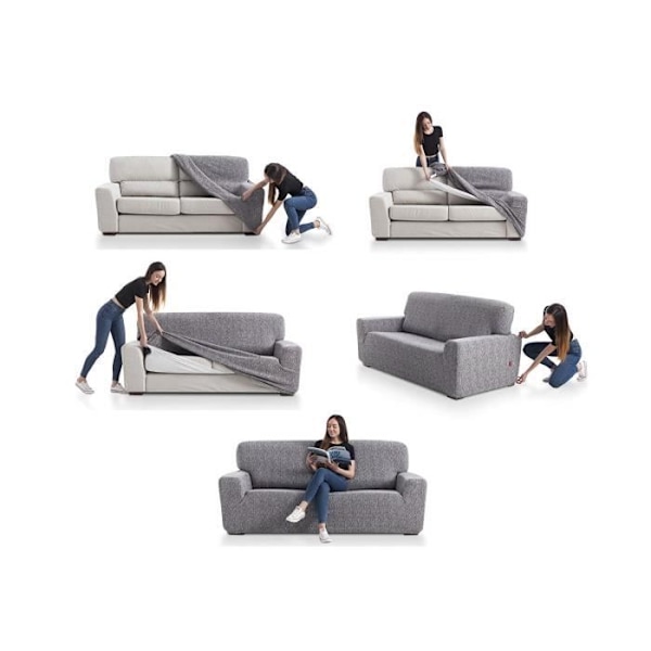 Multielastiskt Roque 3-sits sofföverdrag E11 Mink (180-260cm) SAMMANSÄTTNING: 55% Polyester - 35% Bomull - 10% Elastomer