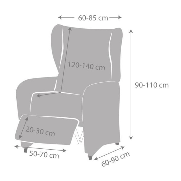 Multielastisk Relax fåtöljöverdrag Spongy 1-sits E10 Svart (60-85cm) SAMMANSÄTTNING: 55% Polyester - 35% Bomull - 10% Elastomer Svart