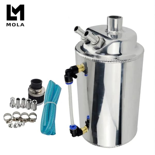 2L 2 Liter Aluminium Polert Rund Oljeoppsamlingsbeholder Tank Med Luftfilter TK01
