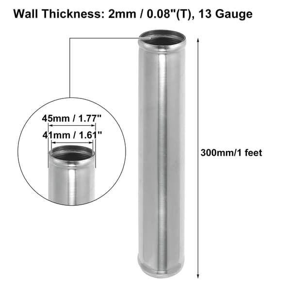 Aluminiumslegeringsrør OD 38/45/51/63/76/89/102 mm Intercooler-rør Luftindtagsrør 0 45 grader 300 mm længde til bil