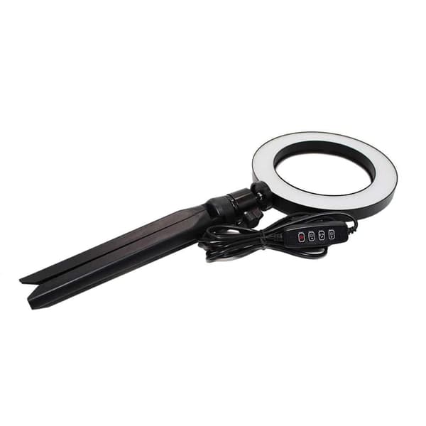 Selfie lampe / Ring light (20 cm) og stativ Black
