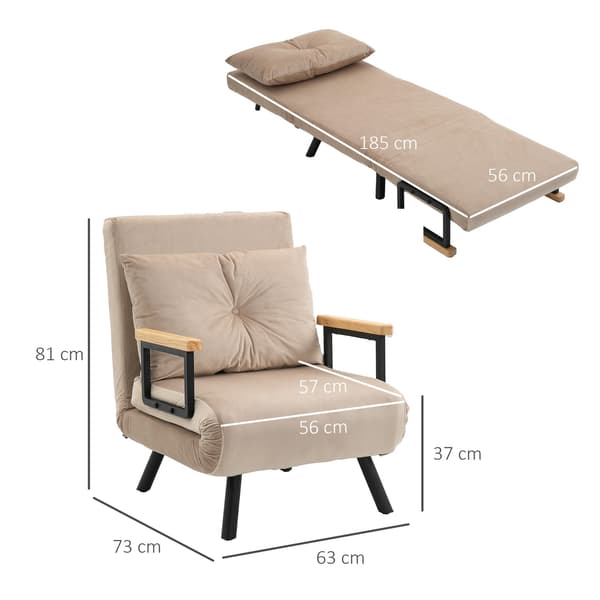 Beige sovesofa med sengefunktion og rygpude