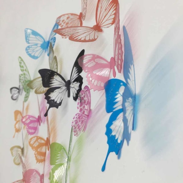18x 3D Dekorationsfjärilar - Multifärg multifärg