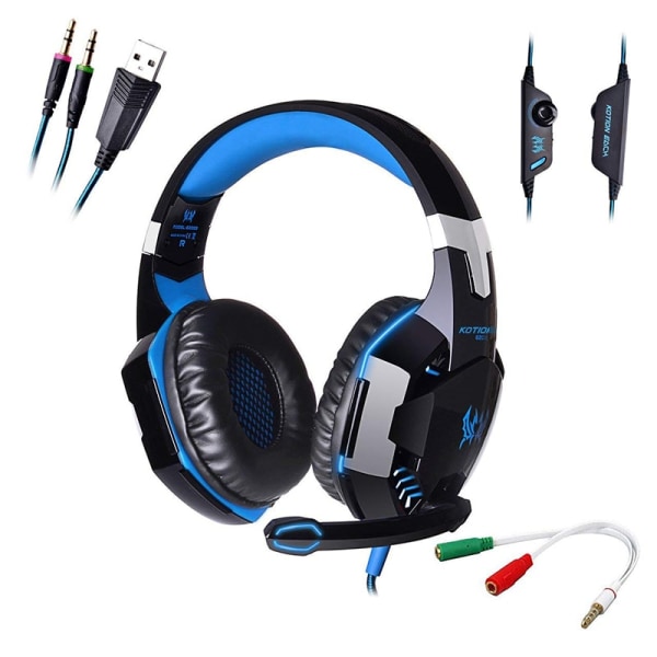 G2000 Pro Gaming Headset - Blå Blå one size