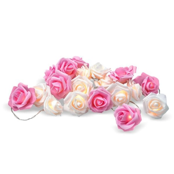Romanttinen valolenkki - ruusut - 20 LED-valoa Pink