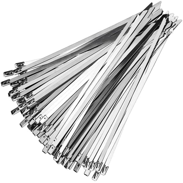 100x Buntband, Rostfritt Stål - 20 cm Silver