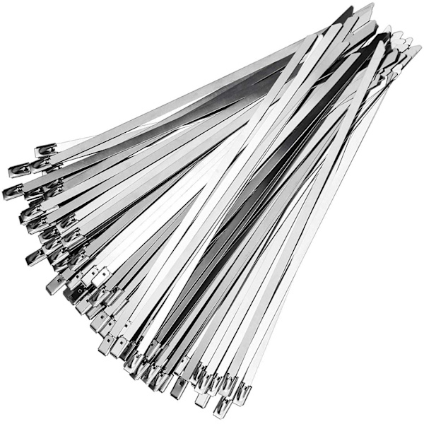 100x Kabelbinder, Rustfrit Stål - 20 cm Silver