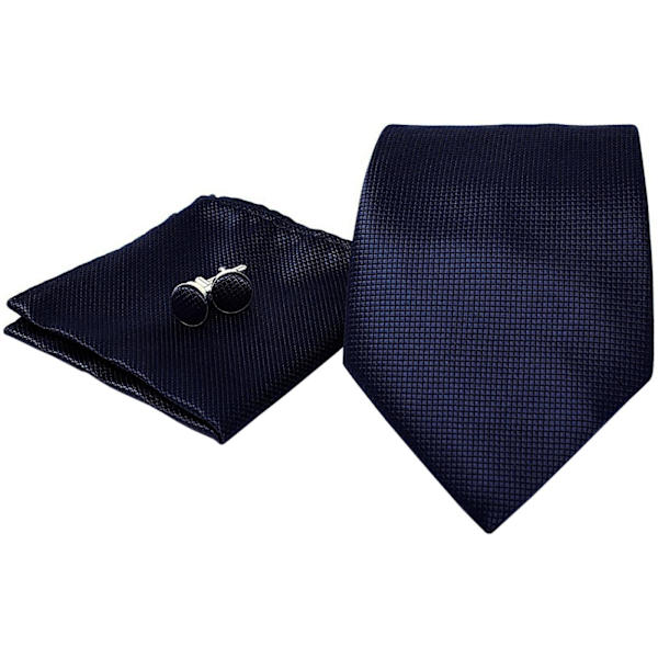Kostym Accessoarer | Slips + Näsduk + Manschettknappar - Mörkblå multifärg one size