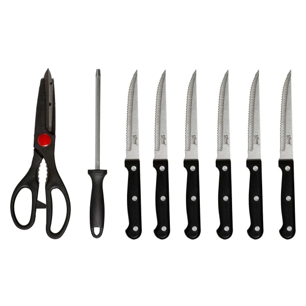 Knivblock med 11 Knivar + Sax + Bryne Träd
